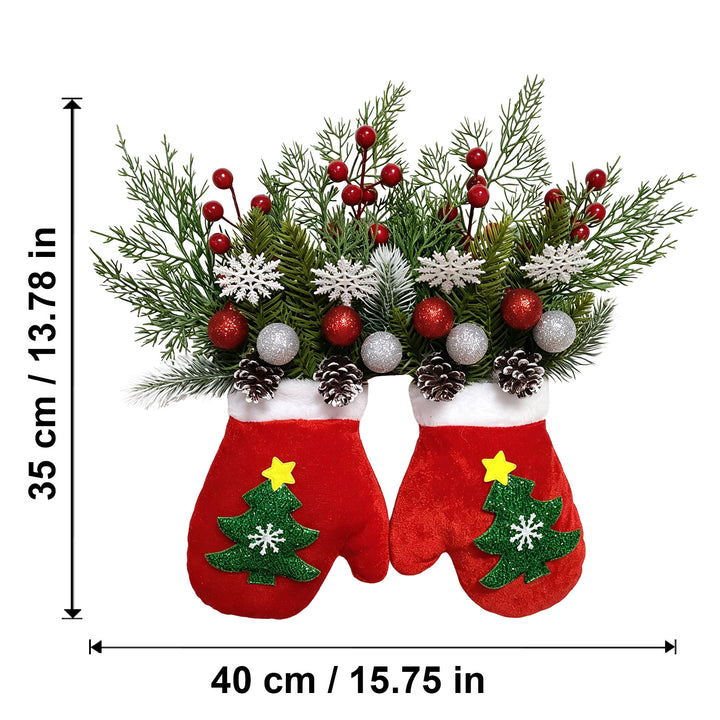 Weihnachtlicher Handschuh-Kranz mit Beleuchtungsoption