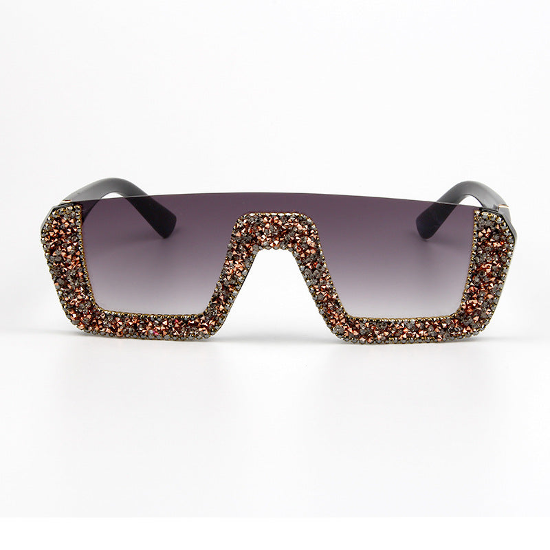 Damen elegante Glitzer-Sonnenbrille mit markantem Rahmen Karnz