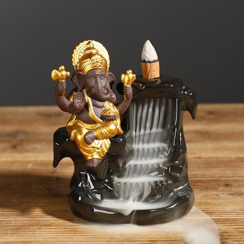 Künstlerischer Ganesh Wasserfall Räuchergefäß