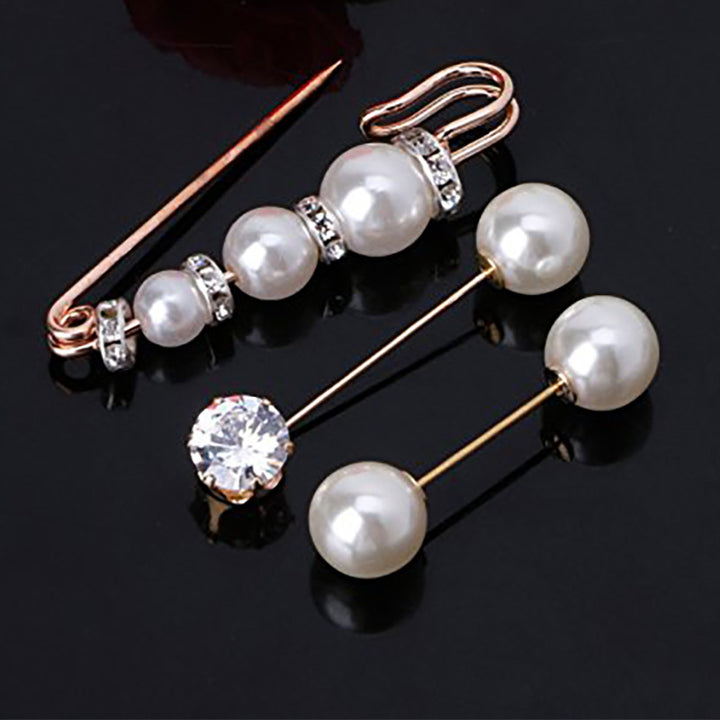 Elegantes Perlen- und Kristallbroschen-Set Karnz