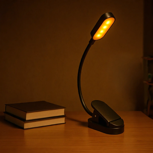 LED-Klemmleuchte für Bücher, USB-aufladbar