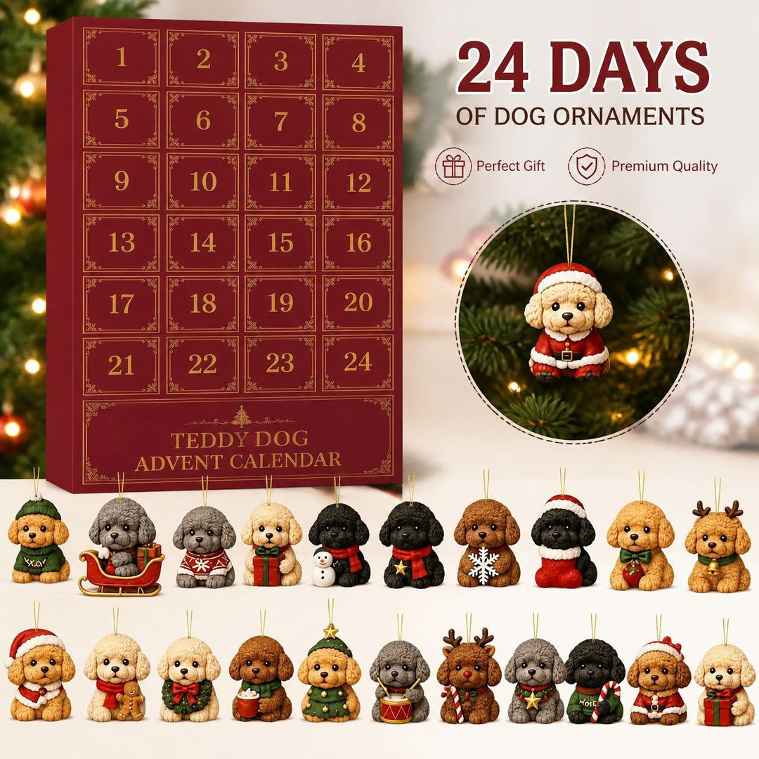 Weihnachts-Adventskalender aus Acryl mit Hunde-Motiven