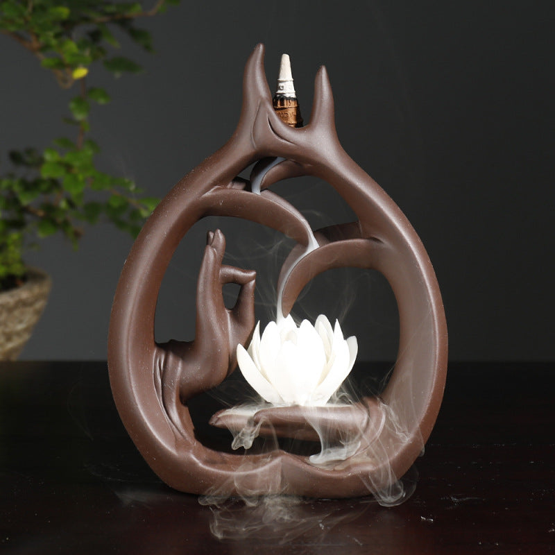 Künstlerische Lotus-Handgeste Räuchergefäß