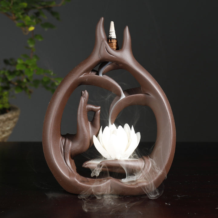 Künstlerische Lotus-Handgeste Räuchergefäß