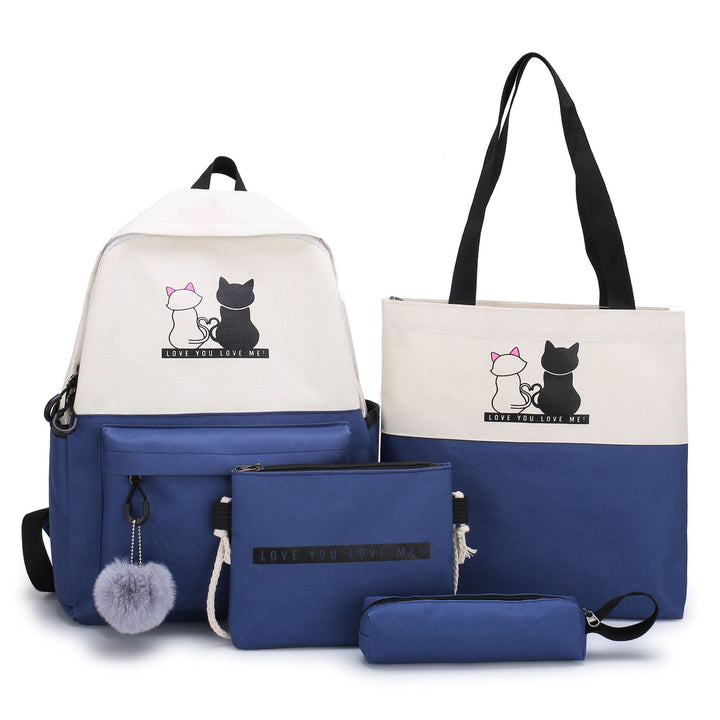 5-Teiliges Rucksack- und Tragetaschen-Set mit Katzenmotiv Karnz