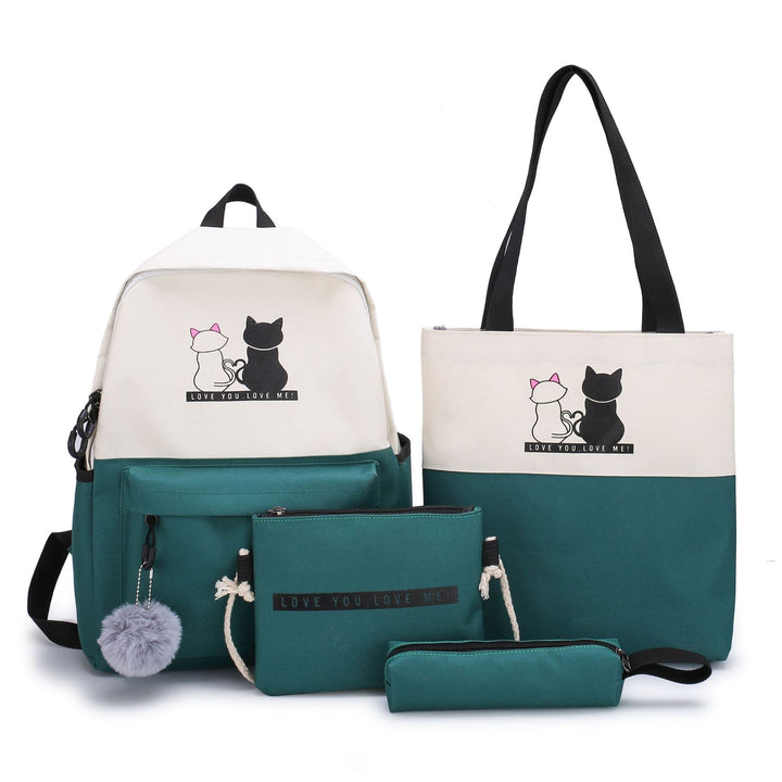 5-Teiliges Rucksack- und Tragetaschen-Set mit Katzenmotiv Karnz