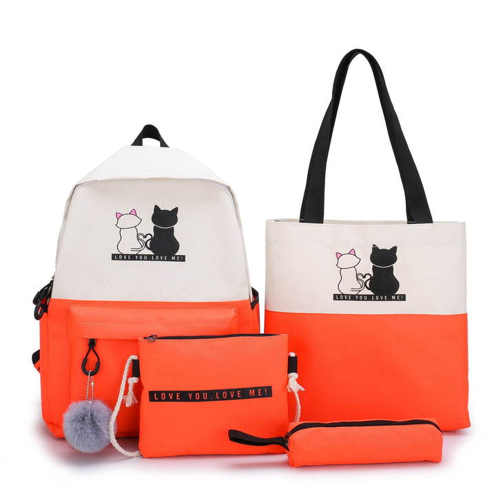 5-Teiliges Rucksack- und Tragetaschen-Set mit Katzenmotiv Karnz