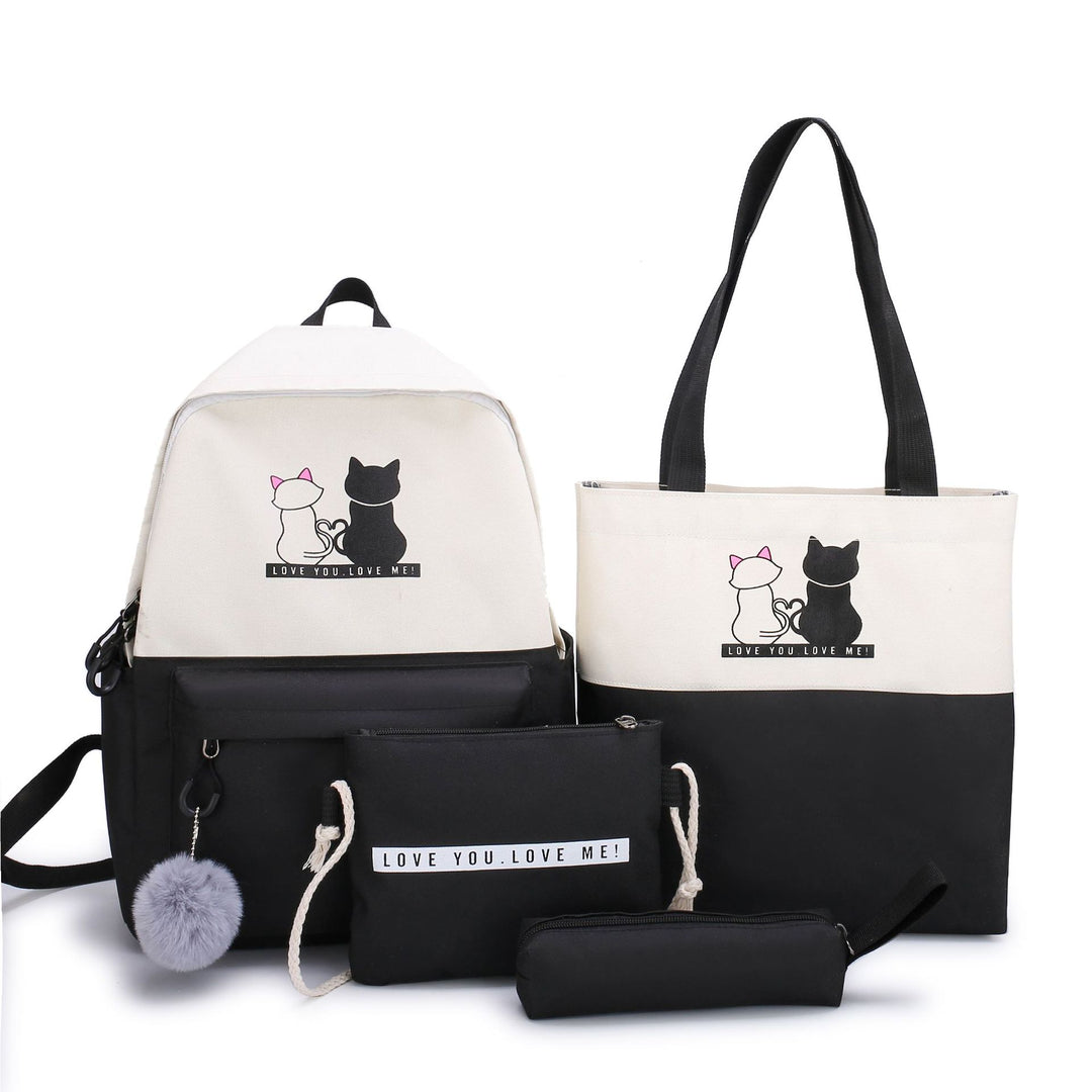 5-Teiliges Rucksack- und Tragetaschen-Set mit Katzenmotiv Karnz