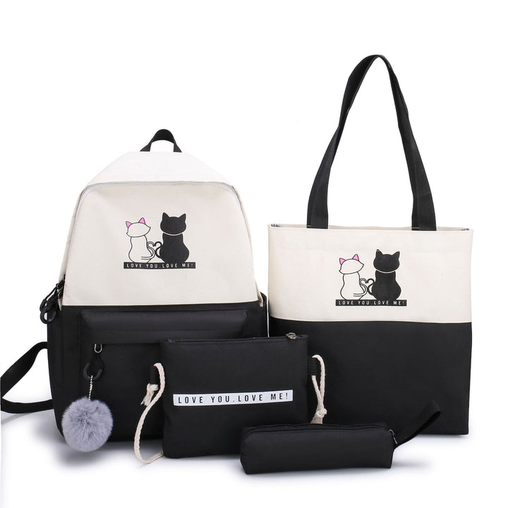 5-Teiliges Rucksack- und Tragetaschen-Set mit Katzenmotiv Karnz
