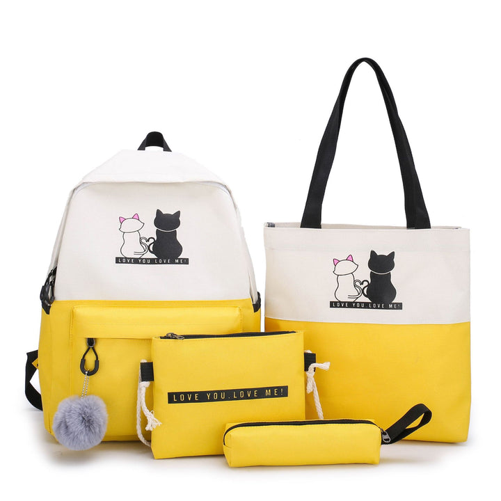 5-Teiliges Rucksack- und Tragetaschen-Set mit Katzenmotiv Karnz
