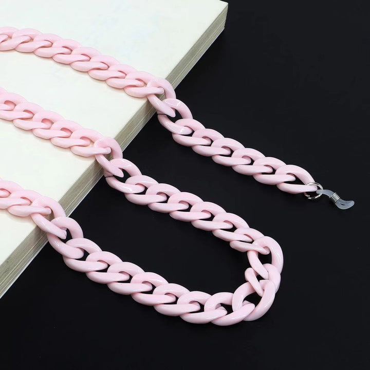 Farbenfrohe Überdimensionale Acryl Brillen Kette Karnz