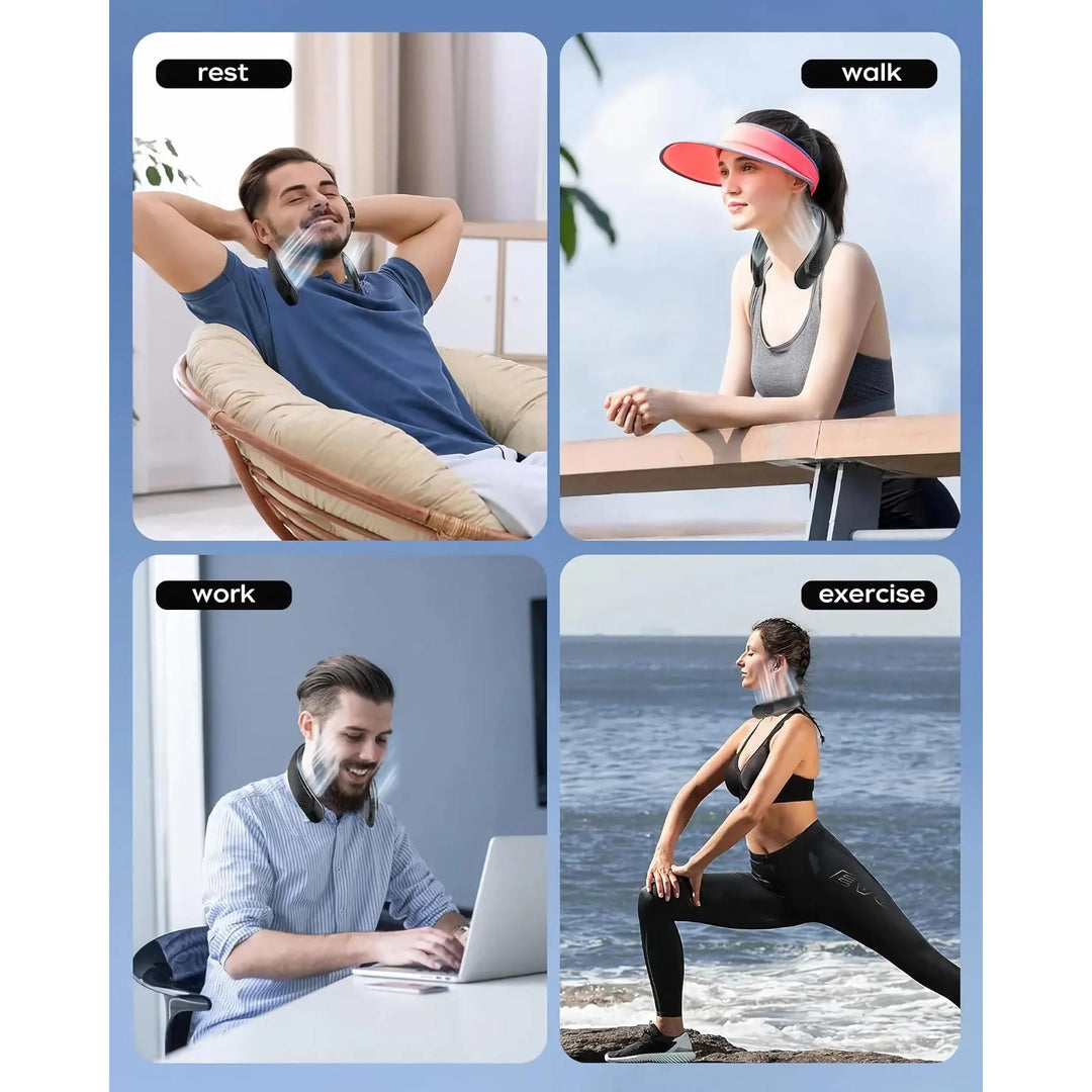 Tragbarer Halsventilator mit wiederaufladbarer Kühlung für Outdoor-Sportarten | Karnz