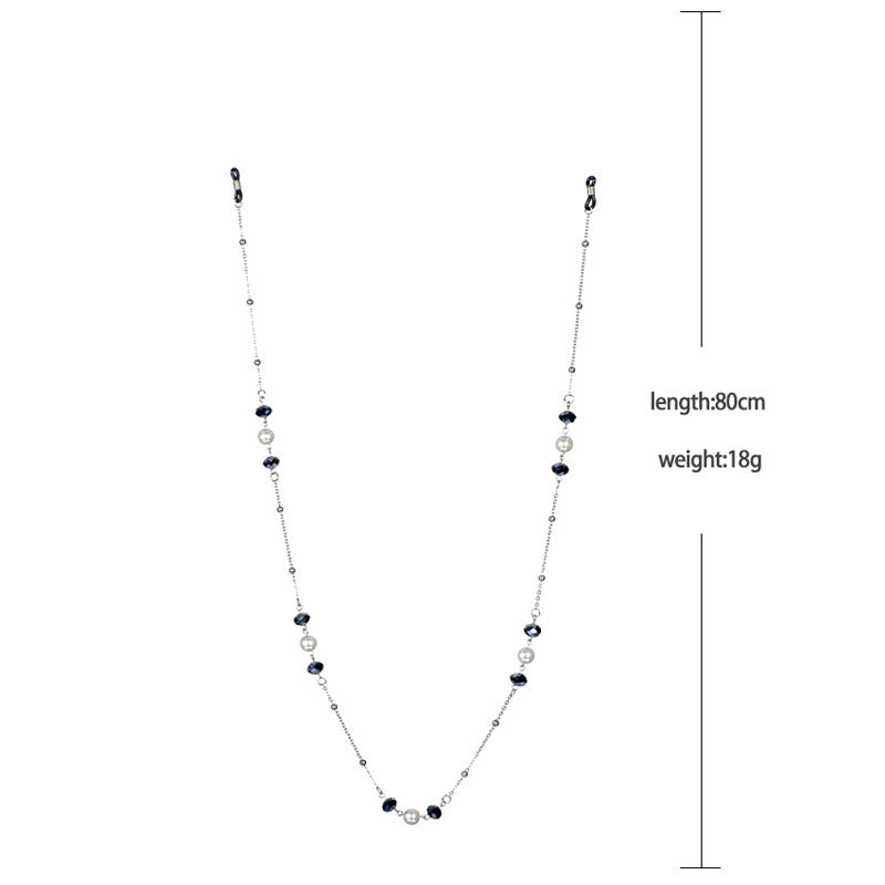 Elegante Perlen- und schwarze Schmuckbead-Brillen-Halskette Karnz