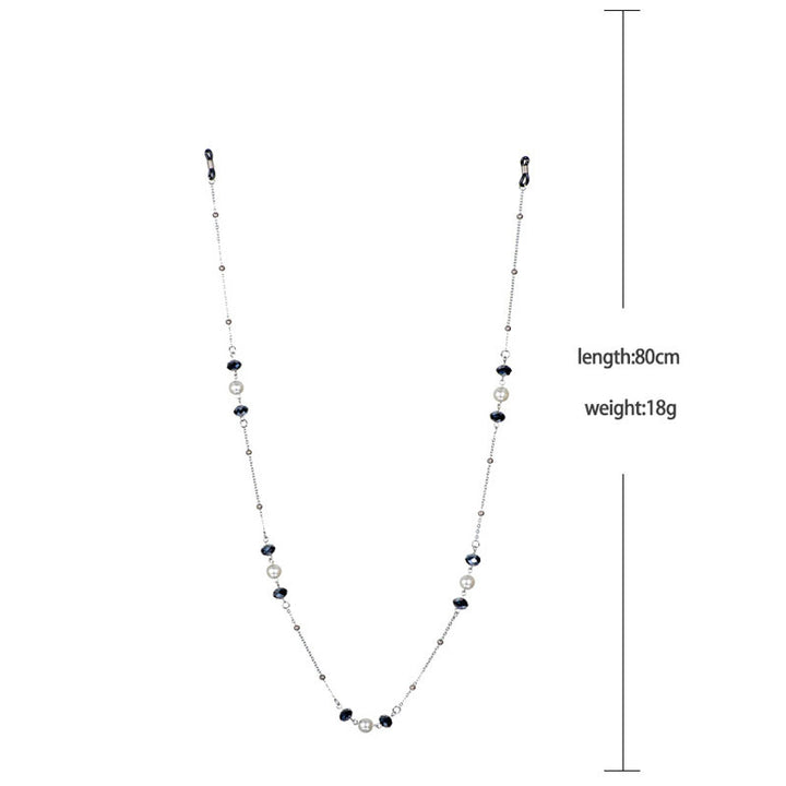 Elegante Perlen- und schwarze Schmuckbead-Brillen-Halskette Karnz