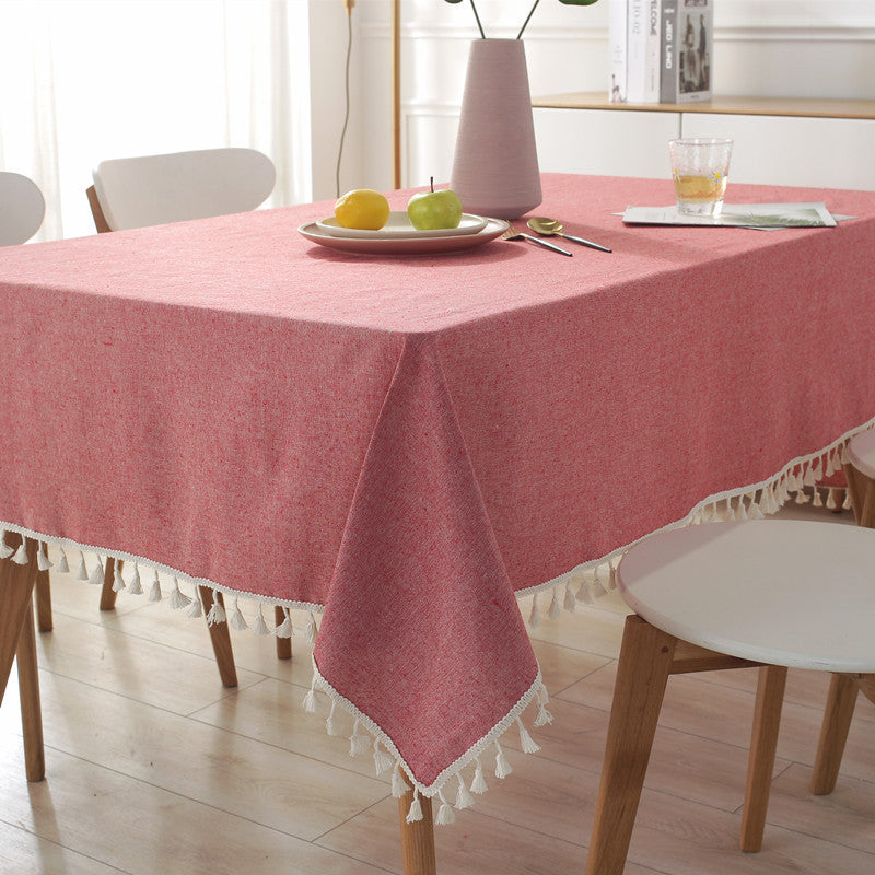 Elegante Baumwolltischdecke mit Quaste Trim