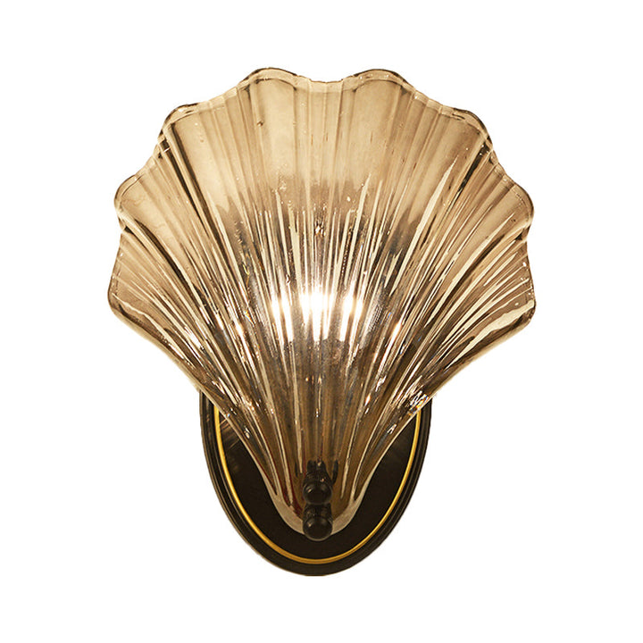 Einzelschalen Wandlampe Landhausstil Schwarz/Gold Rippenglas Wandleuchte | Karnz