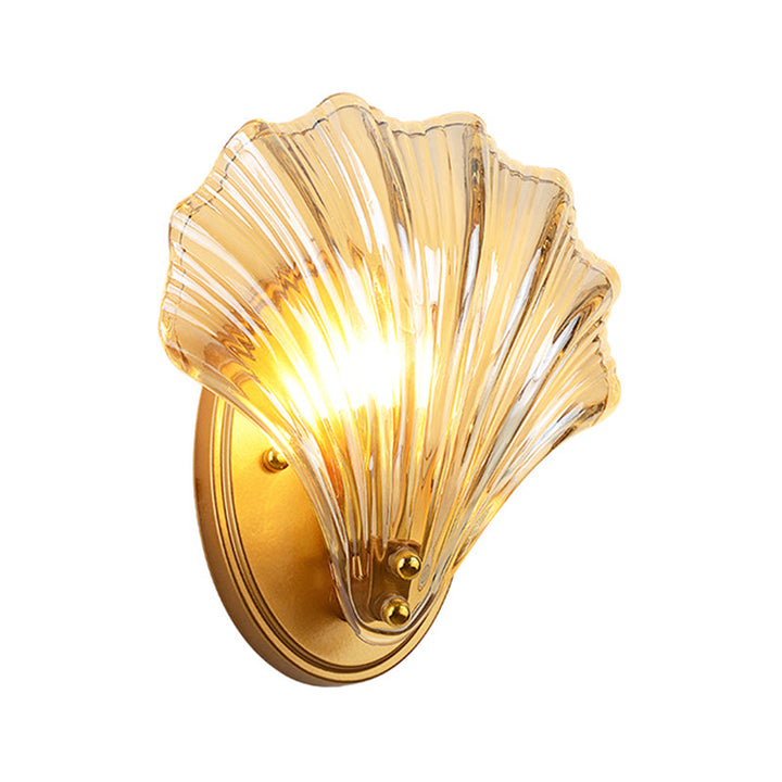 Einzelschalen Wandlampe Landhausstil Schwarz/Gold Rippenglas Wandleuchte | Karnz