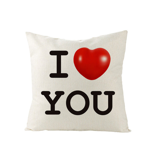 Quadratisches Kissenbezug aus Leinentextur mit 'I Love You' typografischem Druck und verdecktem Reißverschluss
