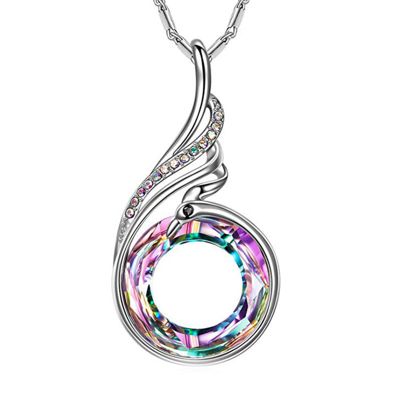 Spiral Swirl Kristall Anhänger Halskette Karnz