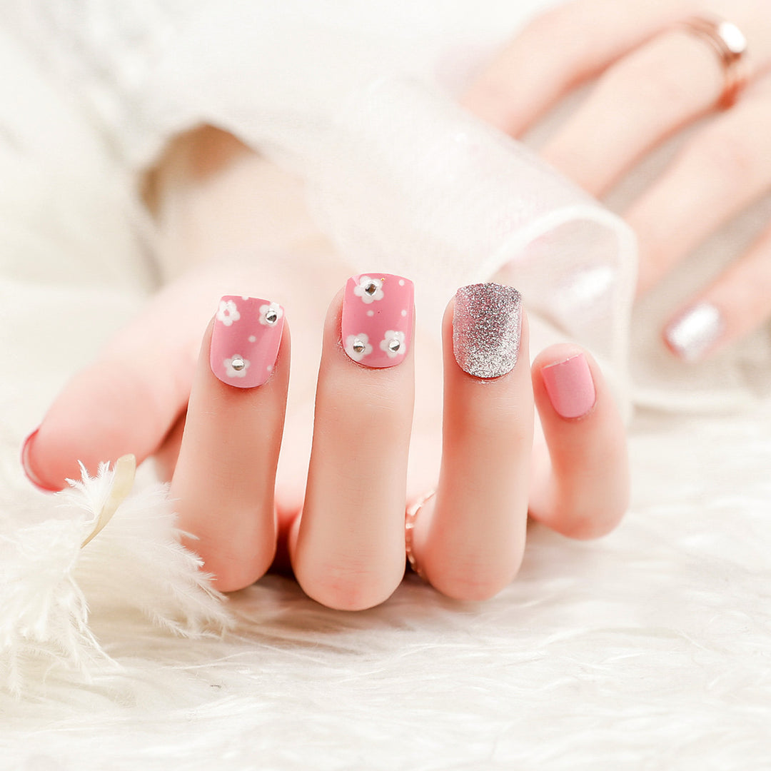 Blumen Glitter Press-On Nagel Set