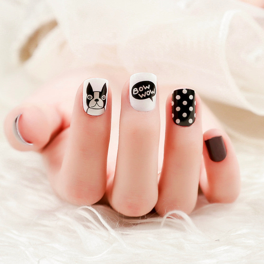 Verspielt Cartoon Tier Druck-On-Nagel Set