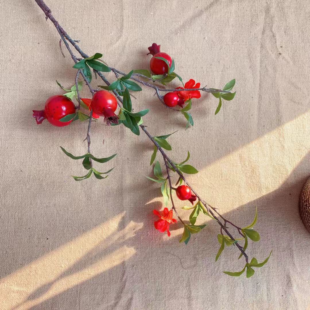 Dekorativer Granatapfel und Blumenzweig