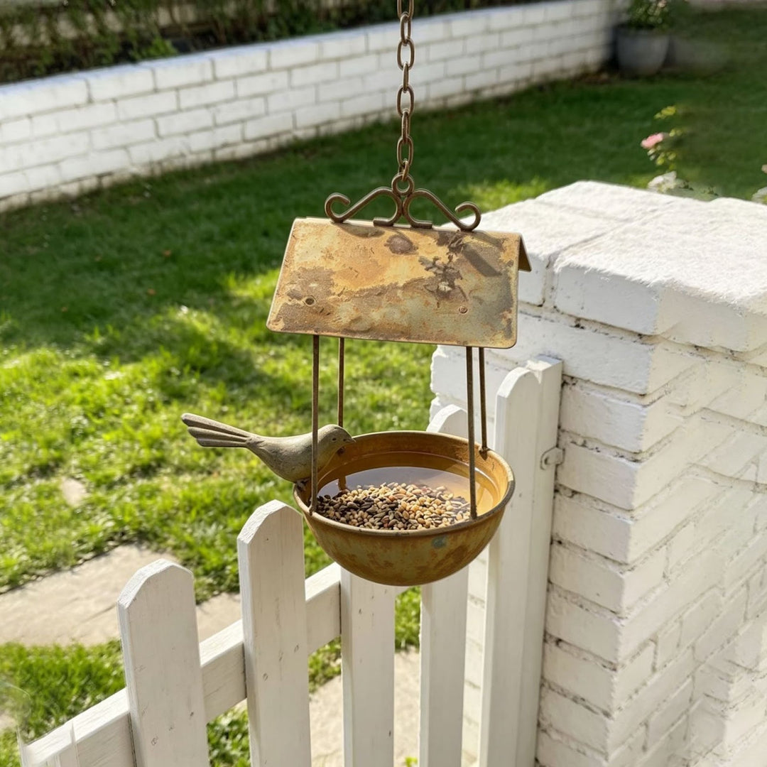 Vogelhaus aus Eisen, hängend, Rost-Optik