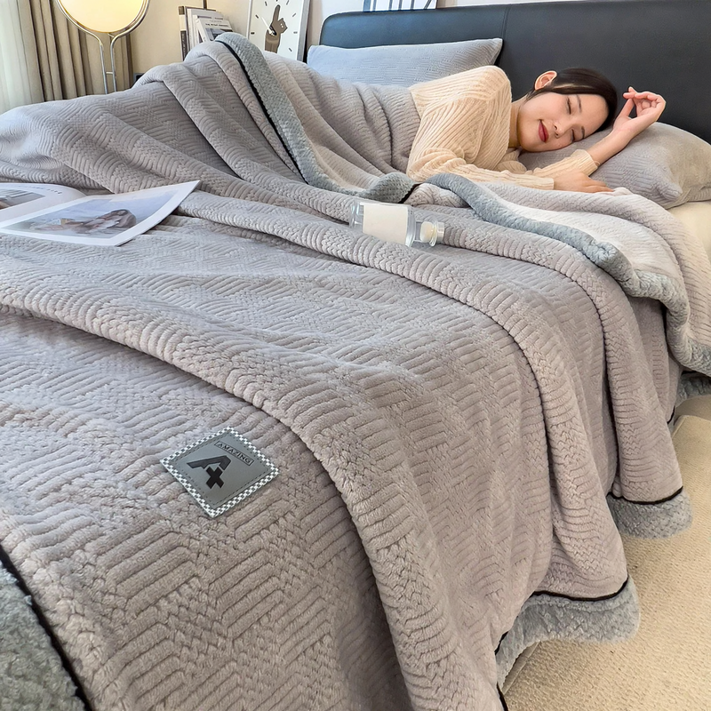 Doppellagige Milchfaser-Fleece-Decke, kuschelig und warm