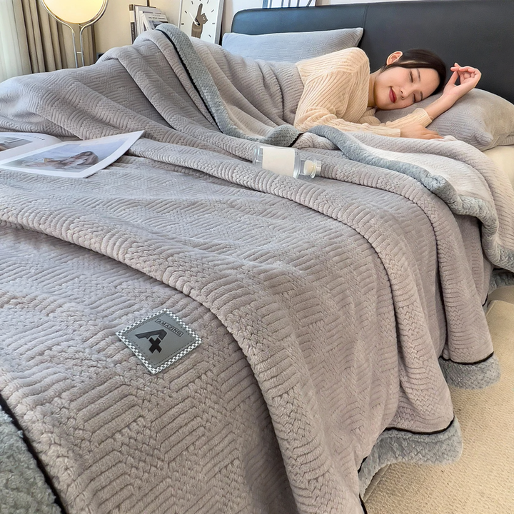 Doppellagige Milchfaser-Fleece-Decke, kuschelig und warm