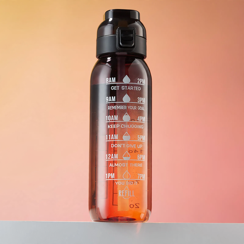 Tritan-Trinkflasche mit Aromaring, 1000 ml, mit Strohhalm