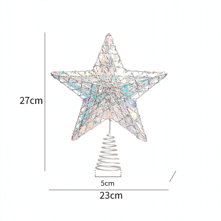 Weihnachtsbaum-Stern aus Eisen mit Licht und Bändern