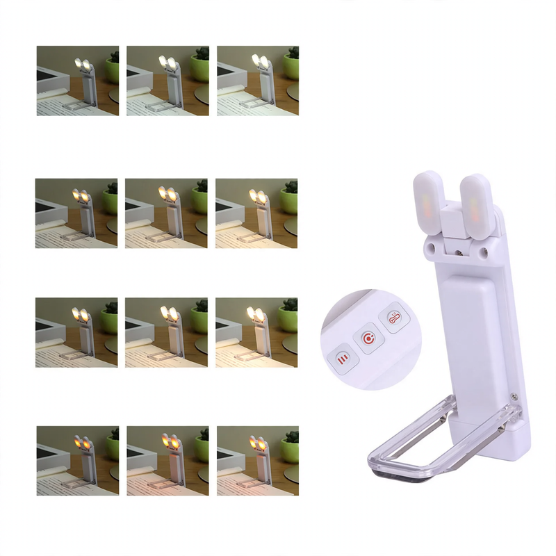 Tragbare LED-Klemmleuchte für Bücher, USB-aufladbar