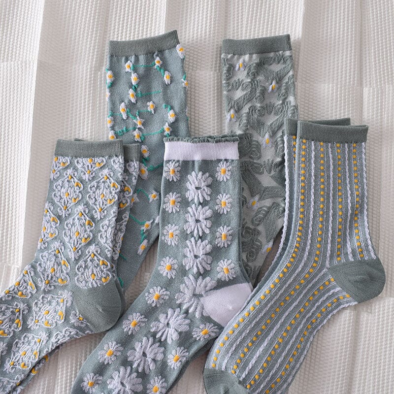Damen-Baumwollsocken mit Blumenmuster (10 Paar)