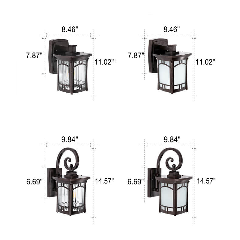 Moderne quadratische Aluminium-Glas-carved 1-Licht Außen wasserdichte Wandlampe | Karnz