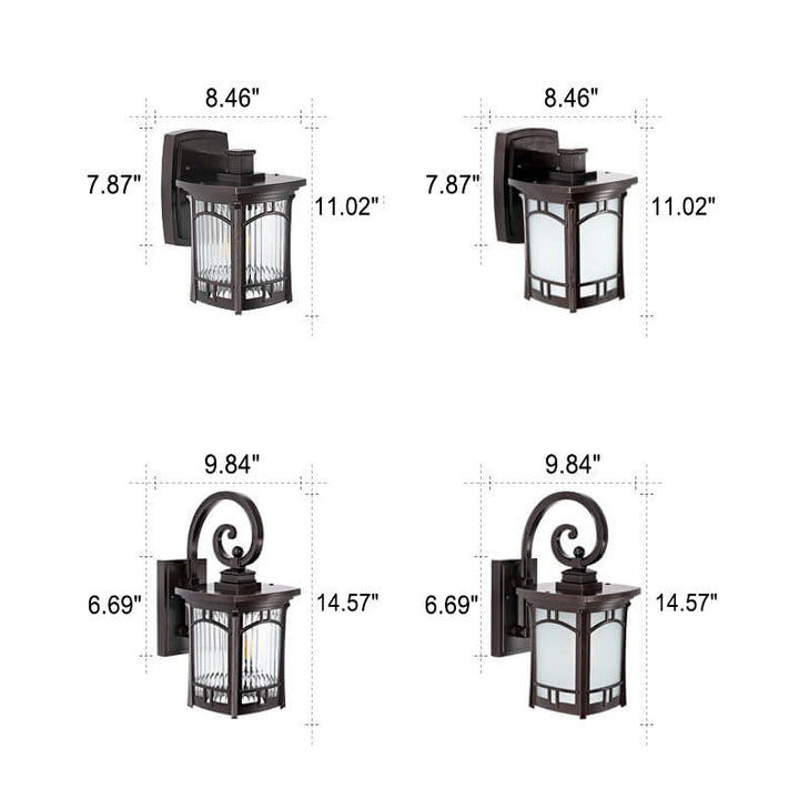 Moderne quadratische Aluminium-Glas-carved 1-Licht Außen wasserdichte Wandlampe | Karnz