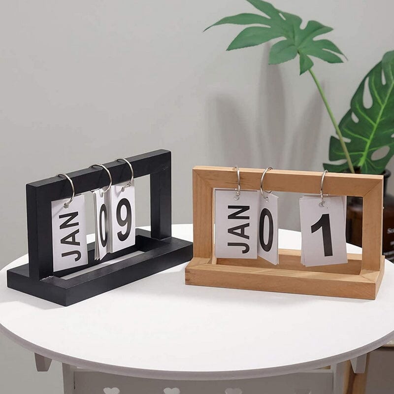 Niederländischer Teakholz-Schreibtischkalender | Karnz