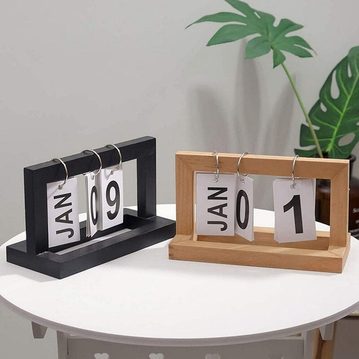 Niederländischer Teakholz-Schreibtischkalender | Karnz