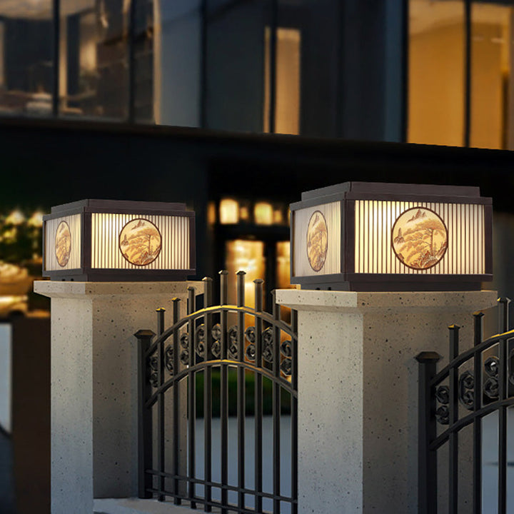 Modern minimalist Solar wasserdicht quadratisch Aluminium Glas LED Postkopflicht für Garten | Karnz