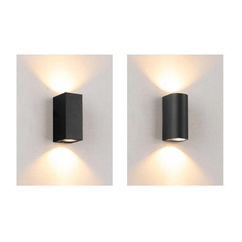 Moderne, schlichte, wasserdichte 2-flammige Wandleuchte aus Aluminium und Glas im Zylinderdesign für den Außenbereich