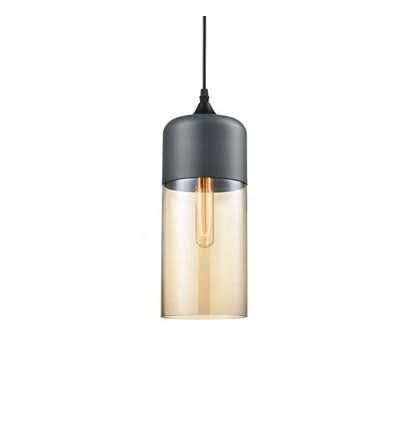 Handgeblasene Pendelleuchte aus Glas und Holz, verstellbar