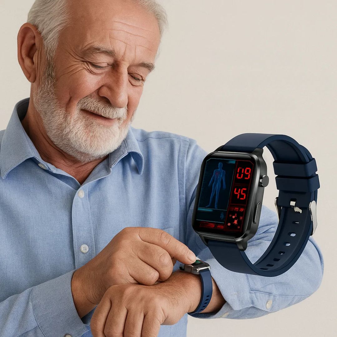 GlucoWell | Nicht-invasive Diabetes-Smartwatch – Blutzucker-Monitor – HD-Display – schmerzfreies Glukose-Tracking für Erwachsene Karnz