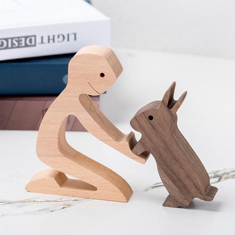 Geschenk Für Tierliebhaber - Holzskulptur Tischornamente - Die Liebe Zwischen Dir Und Deinem Fellfreund | Karnz