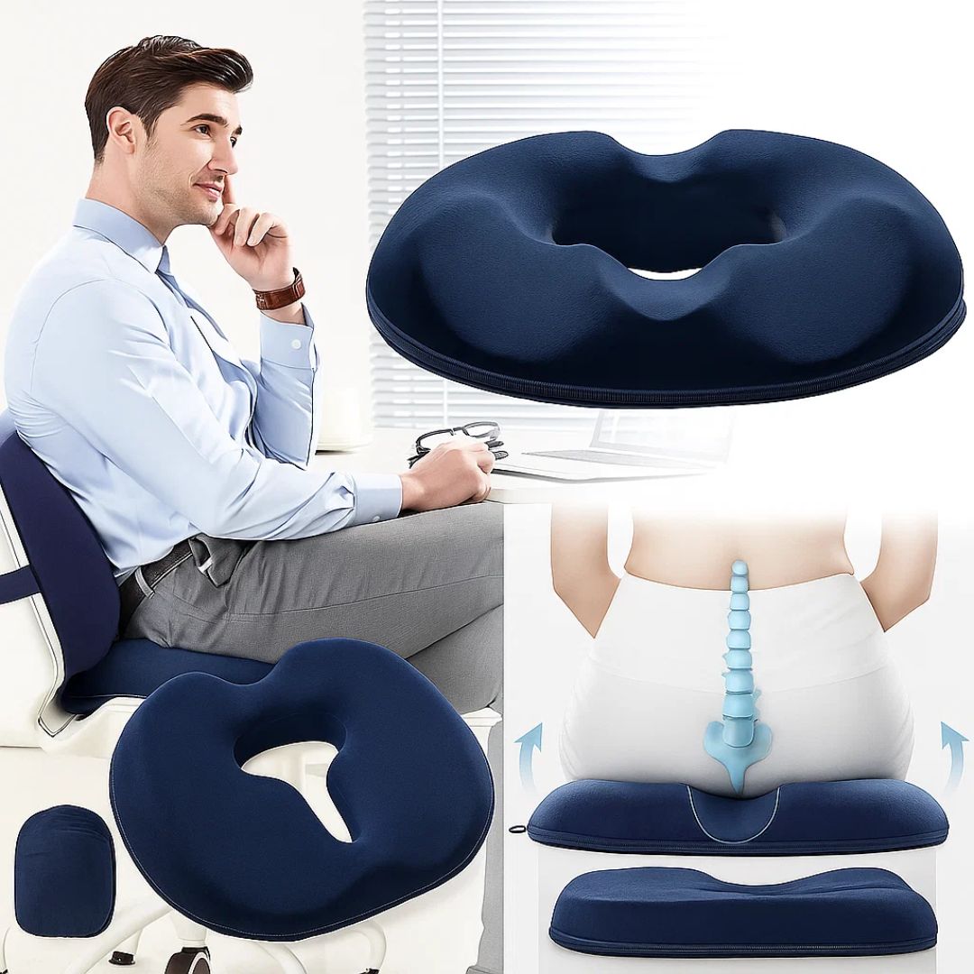SitRelief | Donut-Sitzkissen – Steißbein- & Hämorrhoidenlinderung – Memory-Schaum – Waschbarer Bezug – Büro, Reisen, nach der Geburt Nutzung Karnz
