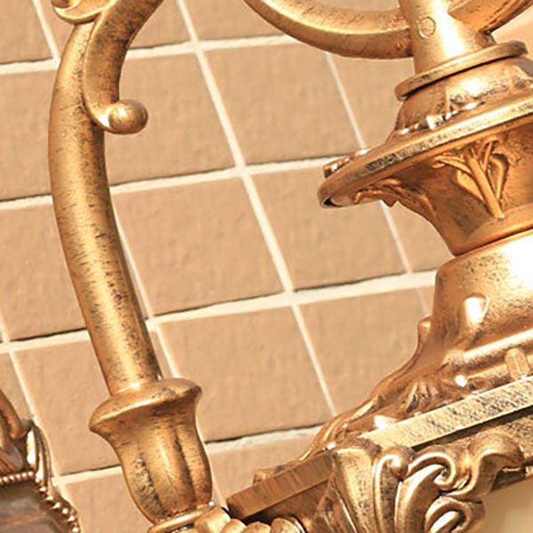 Europäische Retro Aluminium Glas geschnitzte Laterne 1-Licht Außen wasserdichte Wand Sconce Lampe | Karnz