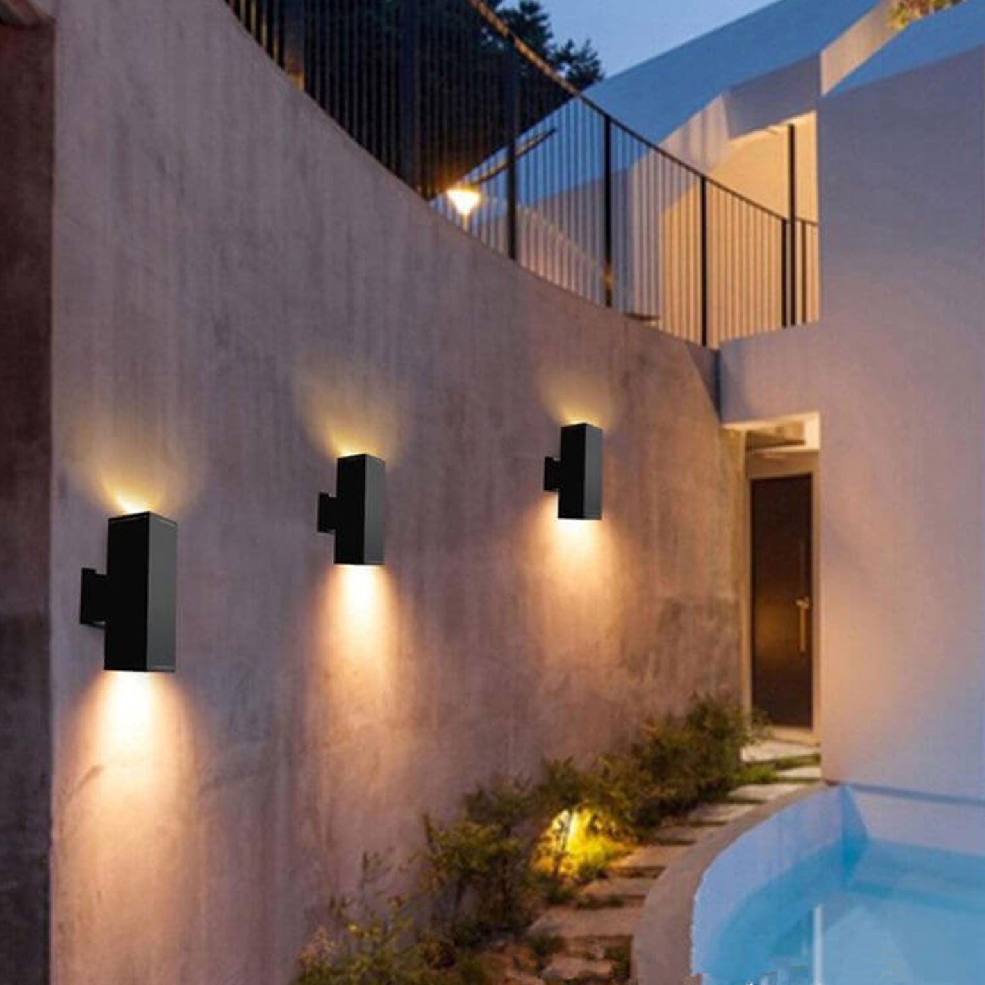 Moderner minimalistischer quadratischer Säulen-LED-leuchtender wetterfester Wandleuchten-Lampe | Karnz
