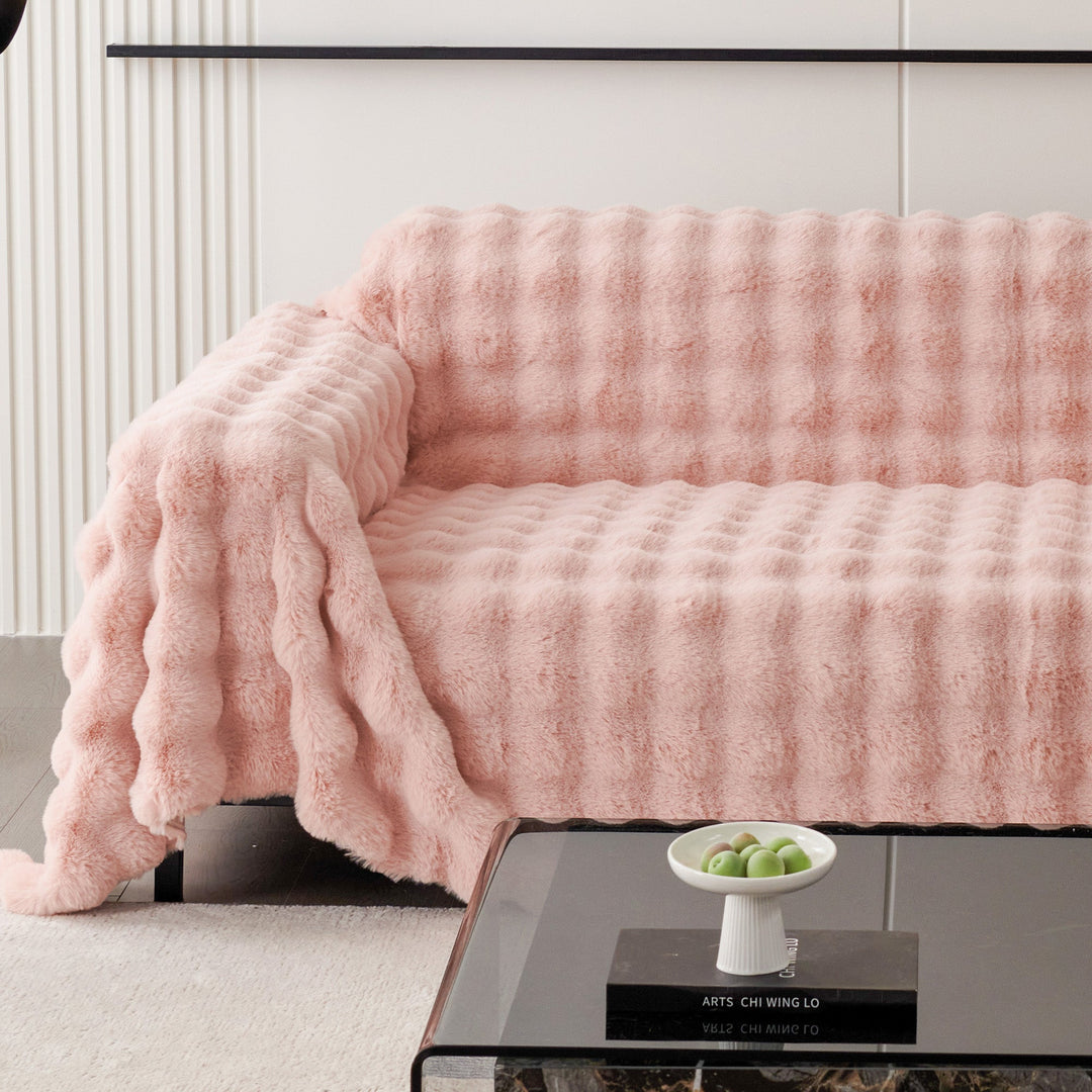 Luxe Ripple Faux Fur Sofa Cover - Modern, Stylisch & Langlebig Sofa Schutz | Karnz