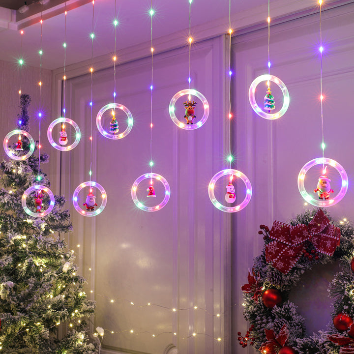 LED-Lichtervorhang mit weihnachtlichen Motiven