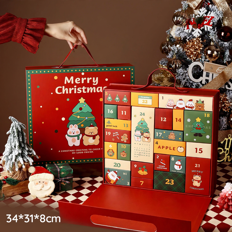 Weihnachts-Adventskalender-Geschenkbox, 24 Fächer