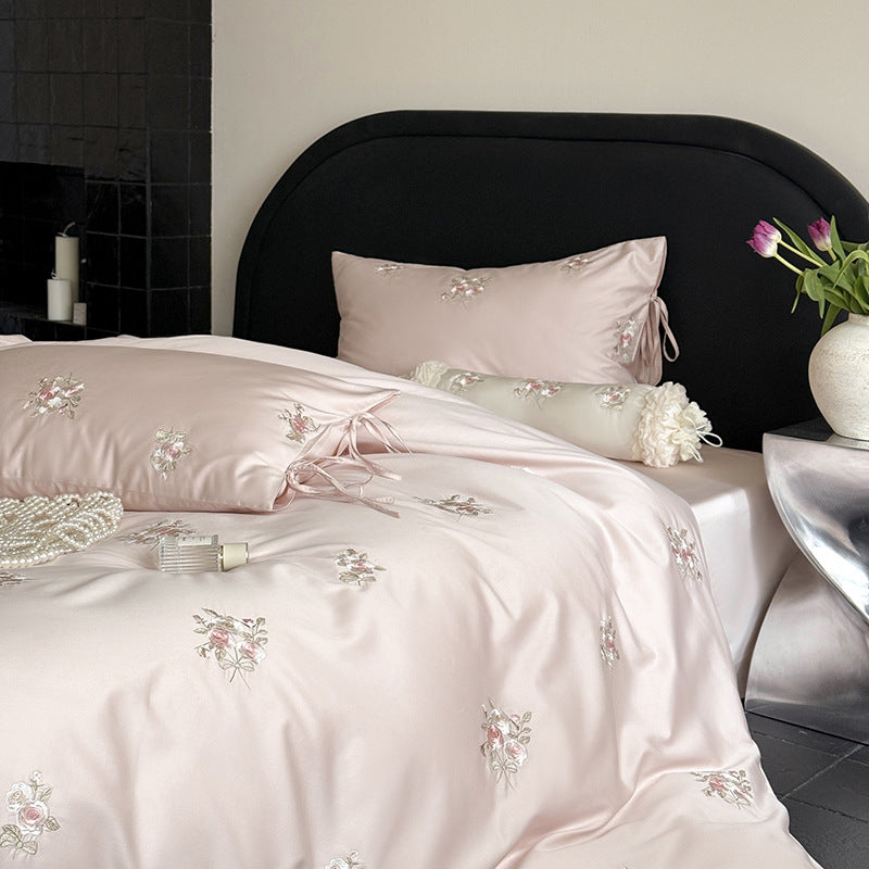 Satin-Bettwäsche-Set, 100er Baumwolle, bestickt