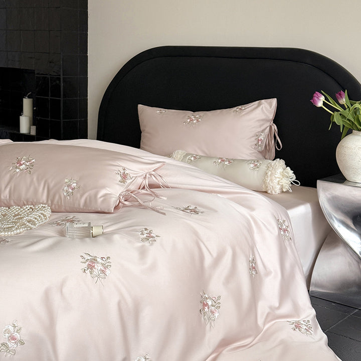 Satin-Bettwäsche-Set, 100er Baumwolle, bestickt